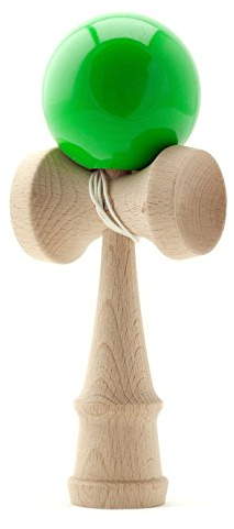 Kendama skill game with green ball wooden toys wooden backstop game Japanese game of skill of the brand PRECORN