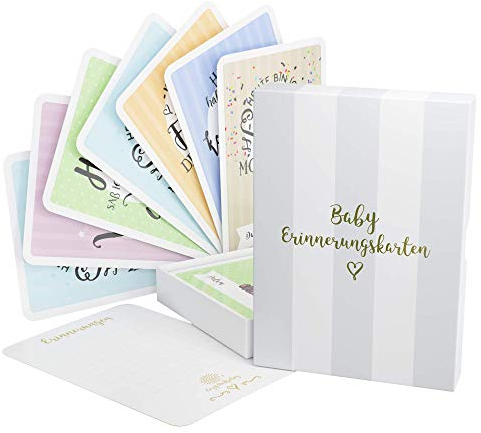 40 Meilensteinkarten Baby für Jungen & Mädchen + Geschenkbox Baby Shower Geschenk Taufe Geburt Schwangerschaft
