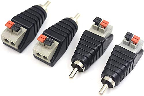Maxhood Speaker Wire to RCA Adapter Converter, RCA to Speaker Wire Adapter Subwoofer Speaker Phono Male to AV 2 Screw Terminal Video Audio Spring Press Type Balun for CCTV