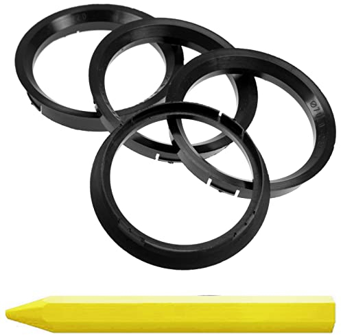 RKC 4X Anneaux de centrage Noirs 76,0 mm x 67,1 mm + 1x Crayon de Cire en Vert Made in Germany