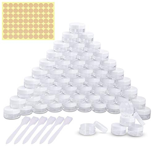 60 Stück Döschen, Cremedose Leer Tiegel Mini Cremedöschen mit Schraubverschluss für Nailart Lippenbalsam Creme, 5g 5ml Weiß