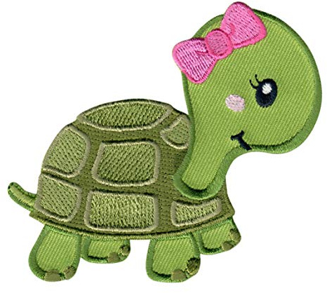 PatchMommy Schildkröte Aufnäher zum Aufbügeln für Kinder, 7,5 x 9 cm | Gesticktes Bügelbild, Patch & Applikation für Baby- und Kinderkleidung & Rucksäcke – zum Aufbügeln oder Aufnähen