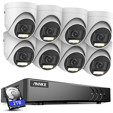 ANNKE 3K Kit Videosorveglianza Esterno con Audio e Rilevamento Uomini/Veicoli, DVR 8 Canali con 2TB HDD e 8x Telecamere con Visione Notturna a Colori, Avvisi Email con Immagini, Registrazione 24/7