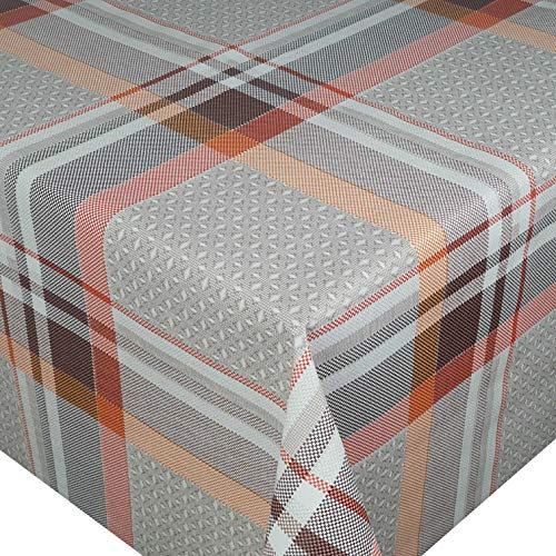 Wachstuch Wachstischdecke Tischdecke Robust Kariert Orange Beige Breite & Länge wählbar 120 x 210 cm Eckig abwaschbar