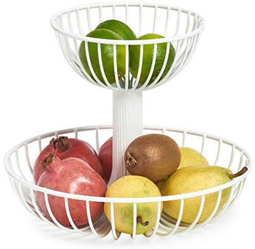 Zeller Alzata per Frutta, Metallo, Bianco, ca. Ø 29 x 23,5 cm