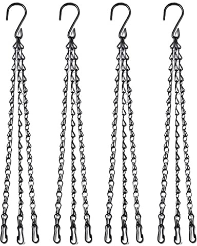 HH-LIFE 4 st svarta kraftiga hängande korgkedjor 41 cm (3 tum) ersättningskedja i metall för hängande korg fågelmatare blomkrukor och prydnader