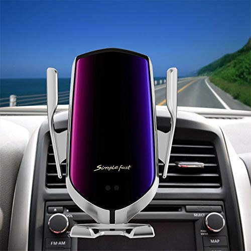 XIAOPENGCASE Car Mount Qi Wireless Charger For iPhone 11 Pro XS Max X XR 8 10W Fast Charging Car Phone Holder For Samsung Note 9 10 S9 S8 S10 (Color : Air Vent Silver)