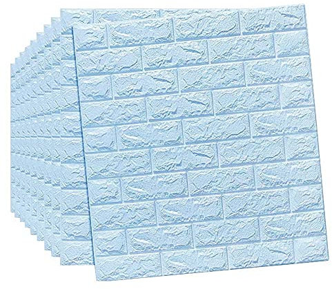 77X70cm Papier Peint En Briques Blanches 3D, Panneaux Muraux 3D Fond D'écran de Mur de Briques Autocollant Auto-Adhésif Panneau Mural Étanche pour La Décoration de La Maison Bricolage D,20pcs