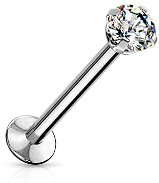 Paula & Fritz® Push-In Labret Piercing Kugel Zirkonia Chirurgenstahl 316L Ball Set 0,8-mm 1-mm 1,2-mm Stab-Dicke Madonna Medusa Monroe Helix Tragus