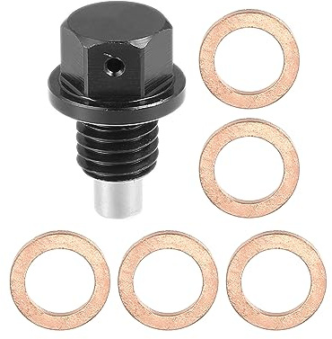 X AUTOHAUX Magnetische Ölablassschraube M12x1,75 1pc Für Auto Motorrad | Schwarz, Material: Magnet & Aluminium, Größe: 19x29mm (D*H), Lieferumfang: 1 Schraube + 5 Dichtungen