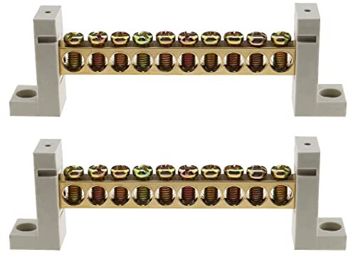 eMagTech 2pcs Blocs de Jonction à 10 Trous Bornier de Câblage Électrique Bloc de Connexion pour Application Zéro Ligne Commande Électrique Mécanique Électromécanique