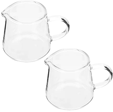 Anneome 2pcs Glass Milk Jugs 120ml Simple Shape for Home Kitchen | Milk Glass, Multipurpose Serving and Seasoning Use, Easy to Clean, Modern Fashion Style