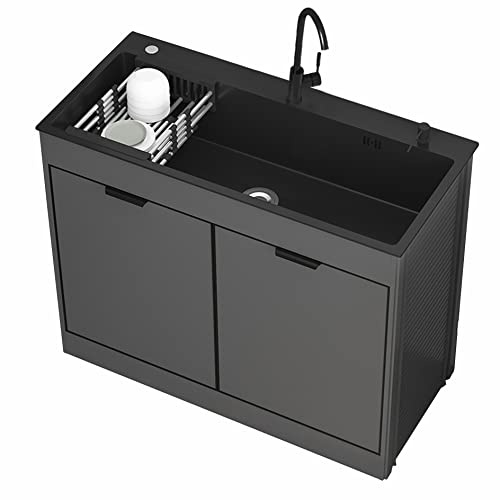Spülenschrank mit Spüle und Armatur,Waschbecken Singleküche Küchenspüle Spülbecken,Set Spüle + Unterschrank mit 2 Tur, Wirtschaftliche Senke Kitchen Sink,Gastro Spültisch Edelstahlspüle (Size : 80x45