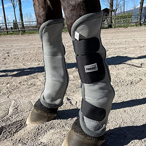 Horses Stichiere anti-mouches Fly Stop Gris Full, Set de protections d'équitation pour cheval, doux et résistant, protection maximale contre les traumatismes et les trousses