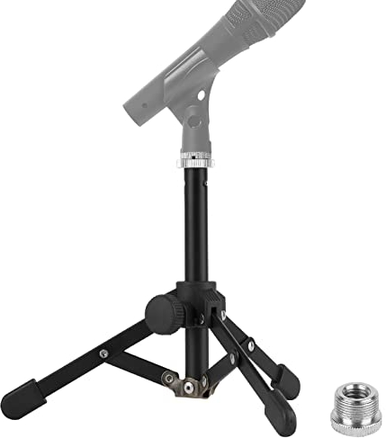 Geekria Support de micro de table pour Creators avec pieds antidérapants pliables, compatible avec Behringer XM8500, C-1, CAD Audio GXL2200, Marantz Pro MPM-1000, Nady SCM-1000