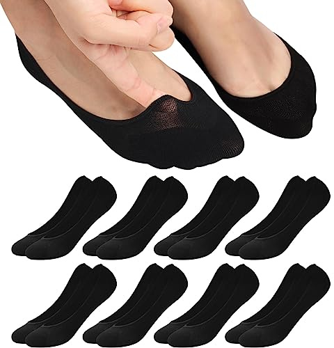 ILovDaisy 8 paia di calzini ballerina da donna traspiranti, calzini invisibili per sneaker No Show antiscivolo con cuscinetto in silicone, calzini corti mezze calze 36-40/39-42, 36-40