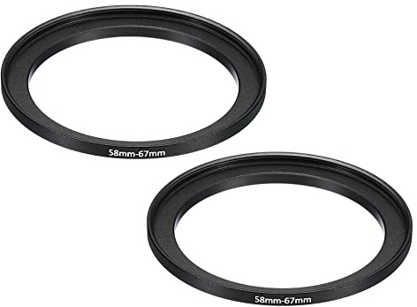 PATIKIL 58mm-67mm Metal Step Up Ring, 2 Pack Camera Lens Filter Adapter Ring Aluminum Filter Adapter Ring for Camera Lenses Hood, Black