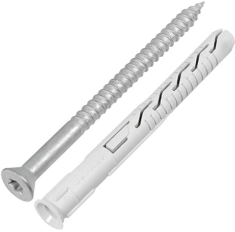 SCREW REBEL Rahmendübel mit Senkkopfschraube 10,0 x 200 mm - 25 Stück, hell verzinkt, ETA-Zulassung mit Nylondübel - TX40