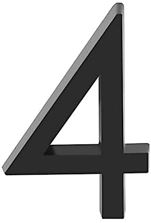 4 Inch Self-adhesive Door House Numbers 3D Mailbox Numbers Stickers Street Address Number for Mailbox Signs Chrome Plated (Black-4)