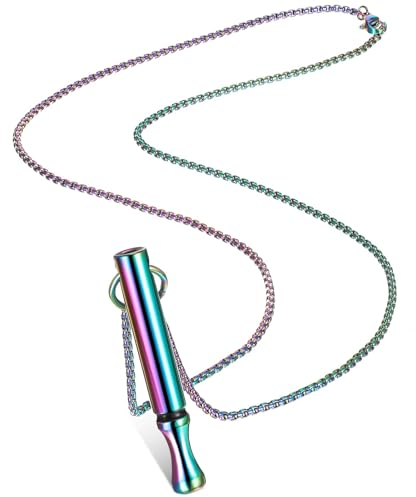 Fiada Collier de Respiration Consciente en Acier Inoxydable pour Soulagement d'Anxiété, Exercices de Respiration Profonde, Anti-Stress Méditation (Coloré, Classique)