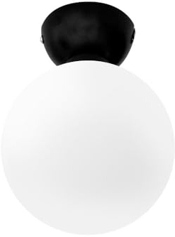 ValueLights | Orbital Matt Black Metal Ceiling Light IP44 Bathroom Ceiling Fitting Opal Glass Globe Lamp Shade | Bathroom & Home Improvements Essential | LED Bulbs 3000K Warm White | Mains Wired