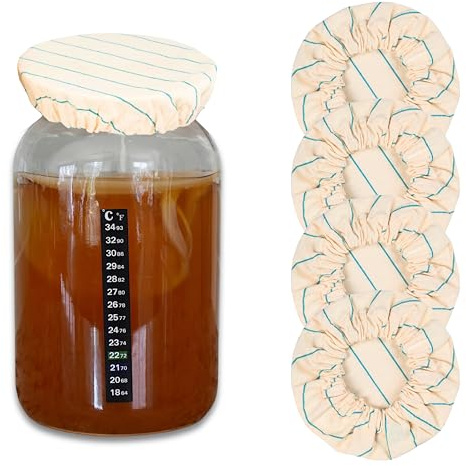 5 Pack Canning Lids Jar Cover 100% Cotton Sourdough Starter Jar Linen Fabric Washable Lids