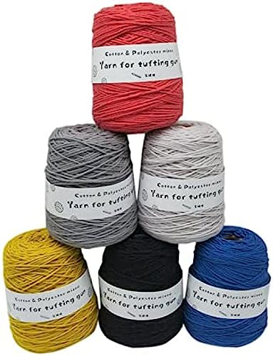 Getuftetes Garn, Mischwollknäuel aus Poly-Baumwolle, professionelles Garn für die Tufting-Pistole, 5 mm Dickes Fadengarn zur DIY-Teppichherstellung, Tufting-Garn zum Weben/Stricken/Stanzen,