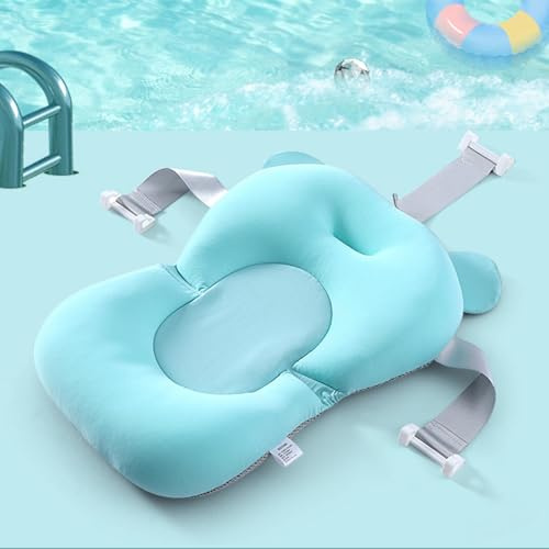 Cojín del Asiento de la Bañera del bebé, Amoníaco del Algodón del Polyron del Cojín de la Ayuda del Baño del bebé de la Buena Resistencia para la Ducha (Grande Color Liso Azul)
