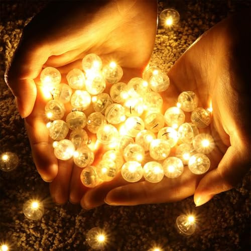 ALEENFOON LED Ballonlichter, 150 Stück Wasserdicht runde LED Ballons Lichter, Mini LED Licht für Papierlaternen Ballons Zuhause Weihnachten Halloween Hochzeit Geburtstagsparty (Warmweiß)