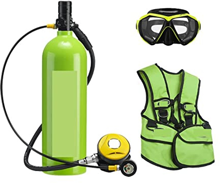 Mini Bouteille de plongée, Respirateur De Plongée Extérieur 2L Adulte Natation Bouteille D'oxygène Loisirs Et Divertissement pour l'exploration sous-Marine et Le Sauvetage(Groen,A)