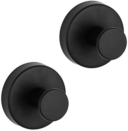 BKEPDY Toalleros De Gancho De Acero Inoxidable Negro Mate Soporte De Toallas Adhesivo Ganchos Para Baño Y Cocina Set De 2 Piezas Resistente Al Agua Y Al Óxido