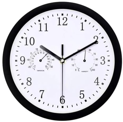 Outdoor-Uhren wasserdicht – Hygrometer Outdoor-Wanduhr, leicht zu lesen, dekorative Außenuhr | Außenwanduhr mit Hygrometer, 25,4 cm Außenwanduhr für Badezimmer, , Pool