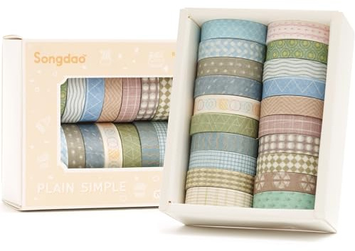 Songdao 20 rollos Washi Tape Set, Cinta Vintage Adhesivo Decorativo Obra de Arte Inspirada Masking Tapes para Artes, Bullet Journal, Scrapbooking, Bricolaje (Style Four)