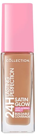 Collection Cosmetics Lasting Perfection Satin Foundation, Full Coverage, Anti-Ageing Effect, 24 Hour Wear, Contains Hyaluronic Acid, 27ml, Vanilla Cool