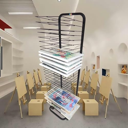 FLTRGO Mobile Kunst Trocknende Rack Für Klassenzimmer, Kunststudio, Solide Metall -Trocknungsregale, Kunstwagen Mit Rädern Für Kunststudios Im Klassenzimmer Und Heimnutzung.Trocknen Von Druckregalen