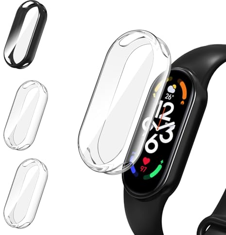 ivoler 3 Piezas Funda con Protector de Pantalla para Xiaomi Smart Band 8 / Xiaomi Mi Band 8, Protección Completa Carcasa Protectora Delgado Suave TPU Anti-Arañazos Case, 2 Transparente + 1 Negro