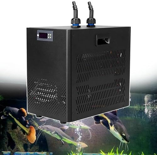 WEIMILOR Enfriador de Acuario de 42 galones, Enfriador de Agua de 1/10 HP, Enfriador de pecera, Enfriador de Agua hidropónico para ajolote, Enfriador de Acuario con Pantalla LED,160L/42bal