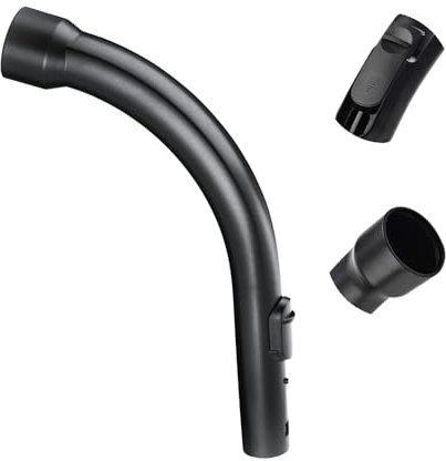 Universal Premium Miele Black Plastic Curved Bent End Hose Handle 35 mm / 1.37 inch Fitting for All Miele S Series & Classic C1 C2 C3 Vacuum Hoover Hose Cleaner Curved Wand Control Handle Hose Pipe