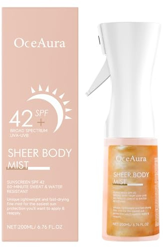 Sonnenspray LSF 42,200ml Sonnenschutz Spray 42 Wasserfest,Sonnenschutzspray | Feuchtigkeitsspendende Sonnencreme Spray Sonnenöl, Spfspray Body Mist, Sonnenspray Transparent für umfassenden Schutz