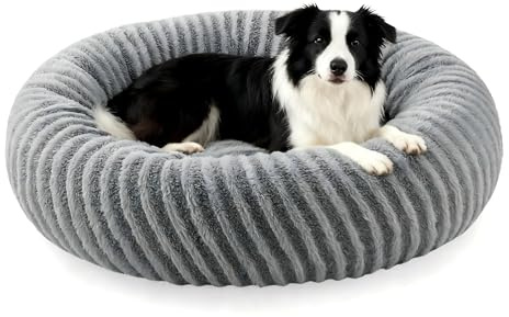 Pawk Hundebett Mittelgroße Hunde, Große Katzenbett Flauschig, Hundekorb Waschbar, Rund Hundebett rutschfest Füllung Granulat und Memory-Schaum, 76x76x20cm