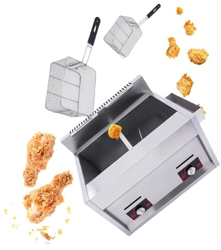 Glowdora Friggitrice A Gas Industriale 2x10l, Friggitrice A Gas Professionale in Acciaio Inox con Cestello per Patatine Fritte, Adatta per Cucine Domestiche, Ristoranti, ECC.