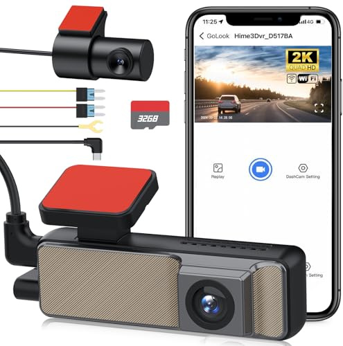 EYPINS Dash Cam Auto Anteriore/Posteriore 2K+1080P WiFi 160° Parcheggio 24H G-Sensor con Scheda SD 32GB,WDR,Doppia Telecamera per Auto con Funzione di Visione Notturna