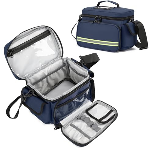Medical Bag Empty First Aid Bag Home Health Nurse Bag, First Aid Storage, Medical Supplies Responder for Nursing Student,Therapist,Doctors Blue
