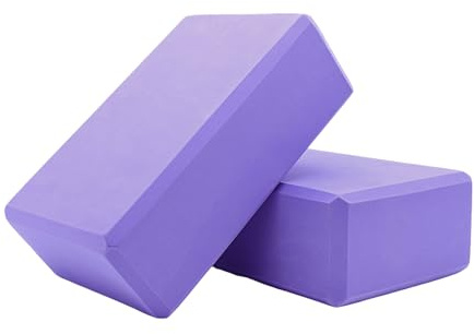 Yoga Blocks 2 Pack, Supportive Latex-Free Eva Foam Soft Non-Slip Blocks with Beveled Edges for Yoga, Pilates, Meditation - Yoga Accessories for Stability, Balance, Deepen Stretches
