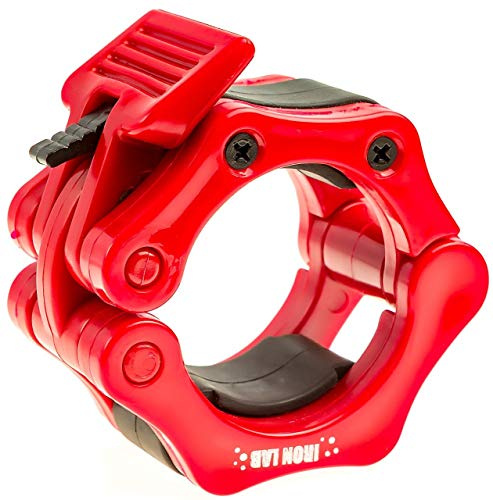 Iron Lab Barbell Clips Olympic Collar Pair of 2 Inch Pro ABS Locking Set of 2 Red Clamps Perfect for Pro Crossfit Strong Lifts and Olympic Training Professional Quality