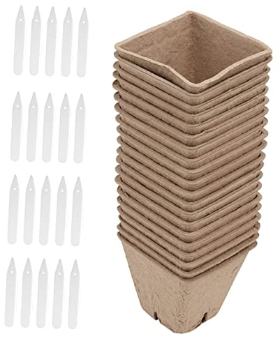 VANZACK Pots de Germination Biodégradables Papier Recyclé avec Étiquettes Lot de Pots de Culture pour Semis Godets de Démarrage pour Fleurs et Légumes Drainage Optimal Convient pour