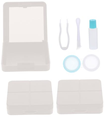 Yardenfun 3sets Eye Contact Lens Companion Box for Halloween Travel Contacts Lens Boxes Mirror Included