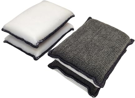 Homiladi 4 Pcs Car Detailing | Scrubber Detailing Pads | Car Wash Sponge | Double Sided Reusable Interior Scrubber Detailing Pads for Car Towel Leather Plastic and Upholstery Maintenance