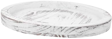 TOBBOMEY Bandeja Decorativa de Madera Redonda con Soporte Central para Vela Superficie Lisa Mano Diseño Rústico y Duradero para Centro de Mesa y Hogar