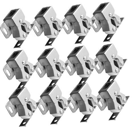 Gatuida 12 piezas Pestillo Armario Doble Rodillo de Acero Inoxidable Resistente para Cierre Seguro de Puertas de Gabinete y Muebles Adecuado para Cocina y Armarios